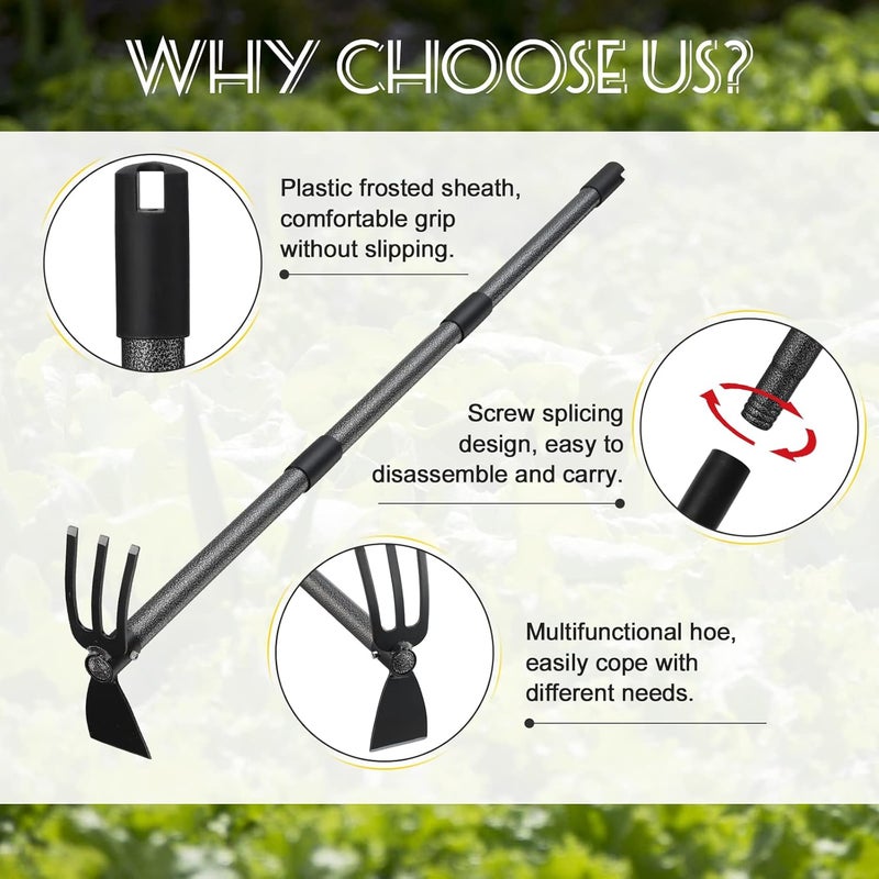 JAOTREL Hoe Garden Tool, 45 Inch Garden Hoe Long Handle for Weeding, Hoe Cultivator 2 in 1 Hand Garden Tools for Gardening Tools Planting - Image 4